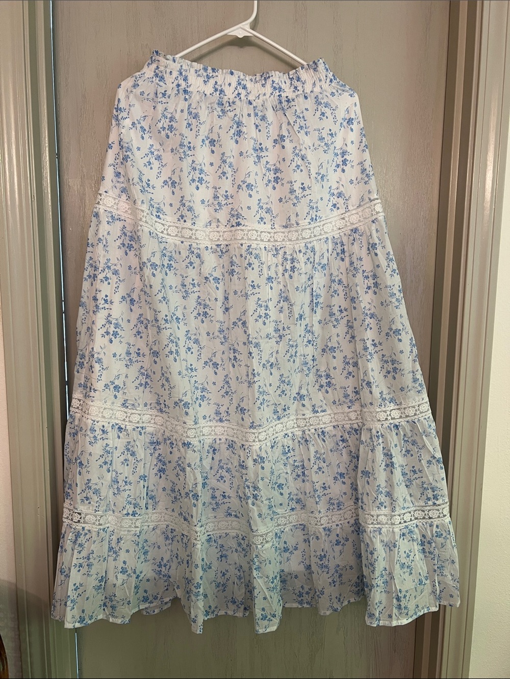 Altrd StateLight Blue Floral Tiered Maxi Skirt